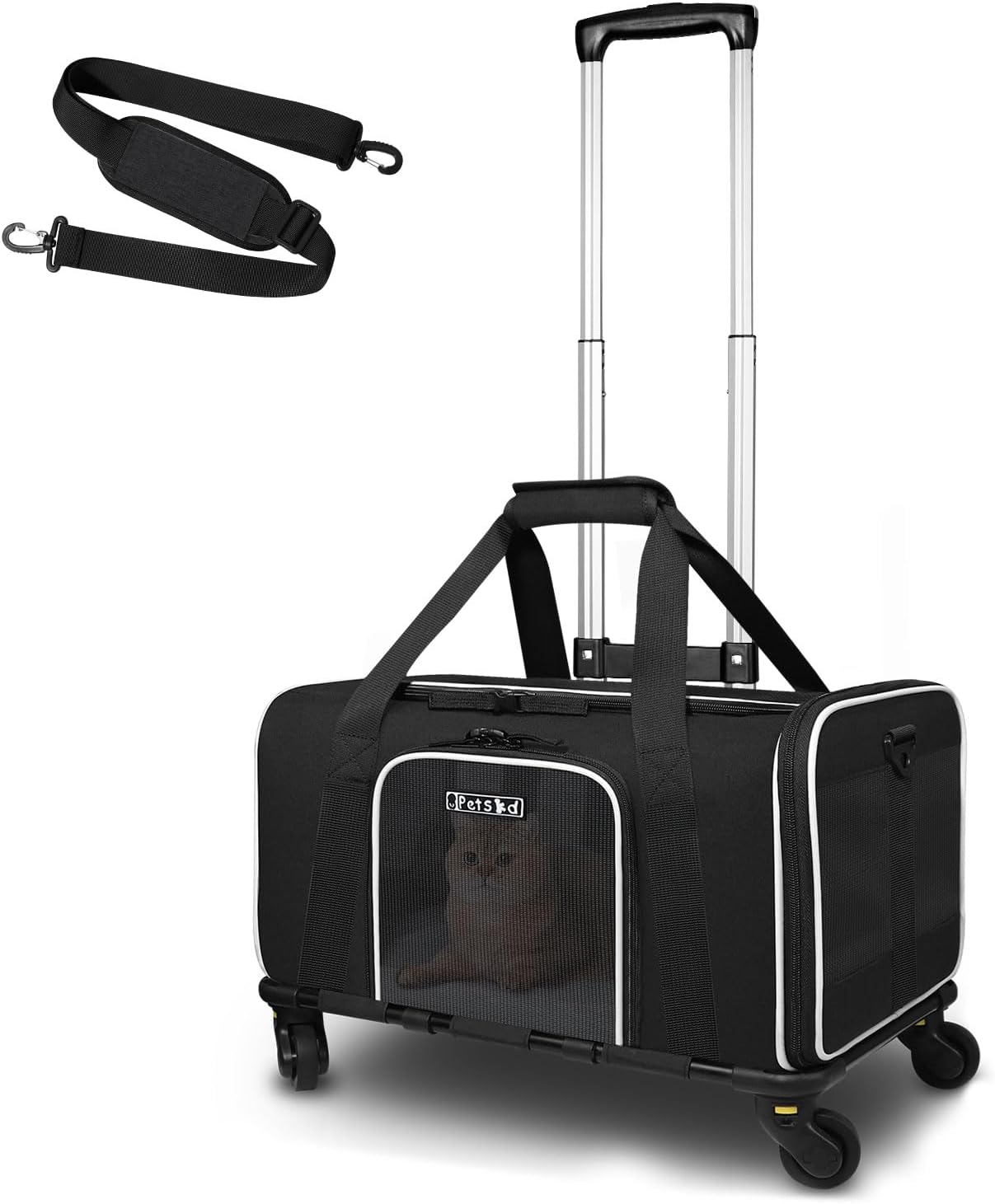 Petskd Pet Carrier with Wheels for Airline Travel and Safety