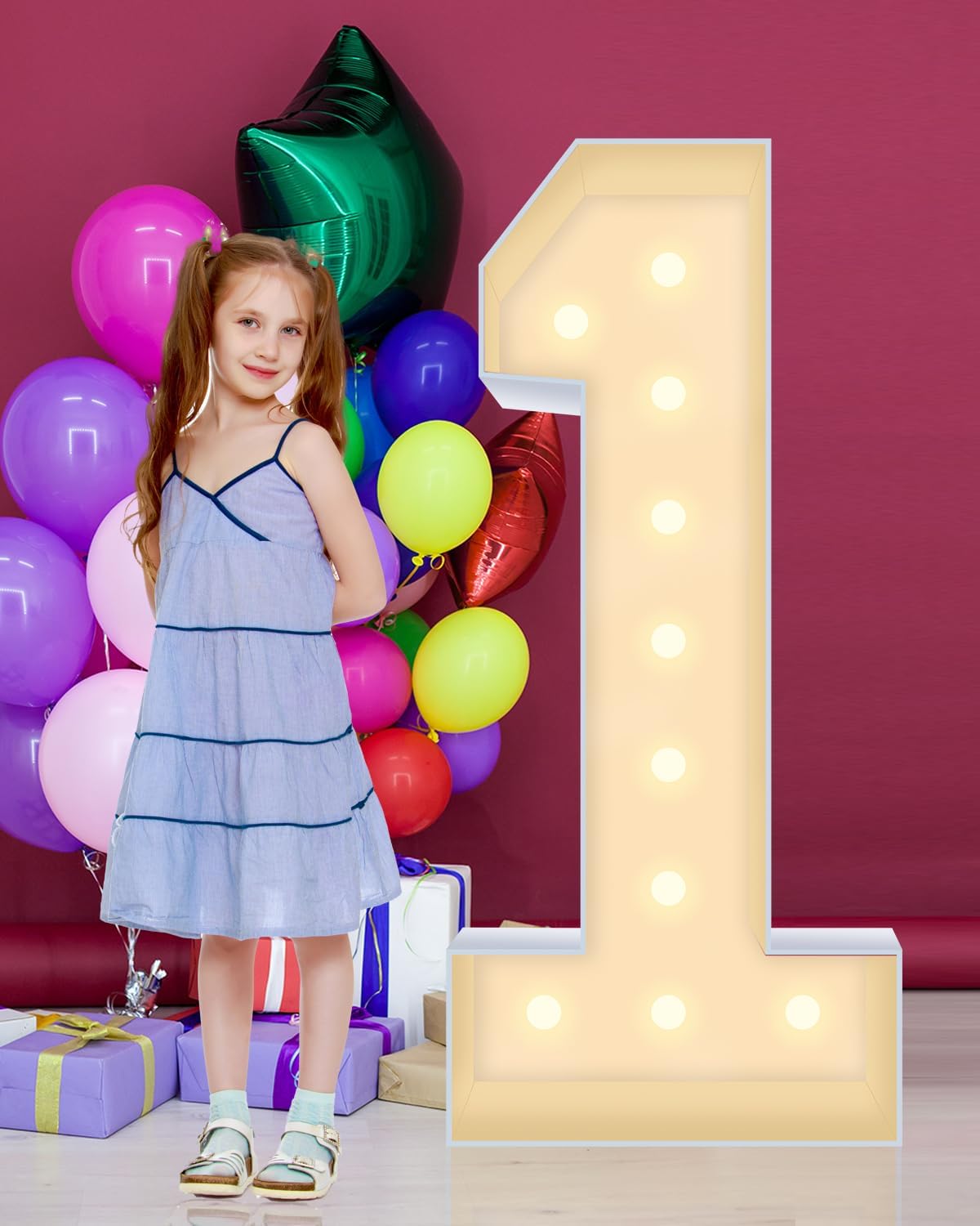 4ft Light Up Marquee Numbers 1 Sign for All Celebrations