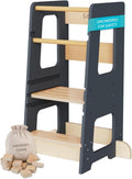 Toddler Kitchen Stool Helper Adjustable Standing Tower - Safe, Stable