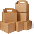 50 Count Large Kraft Gift Boxes with Handles 9x6x6 - Easy Pop-Up