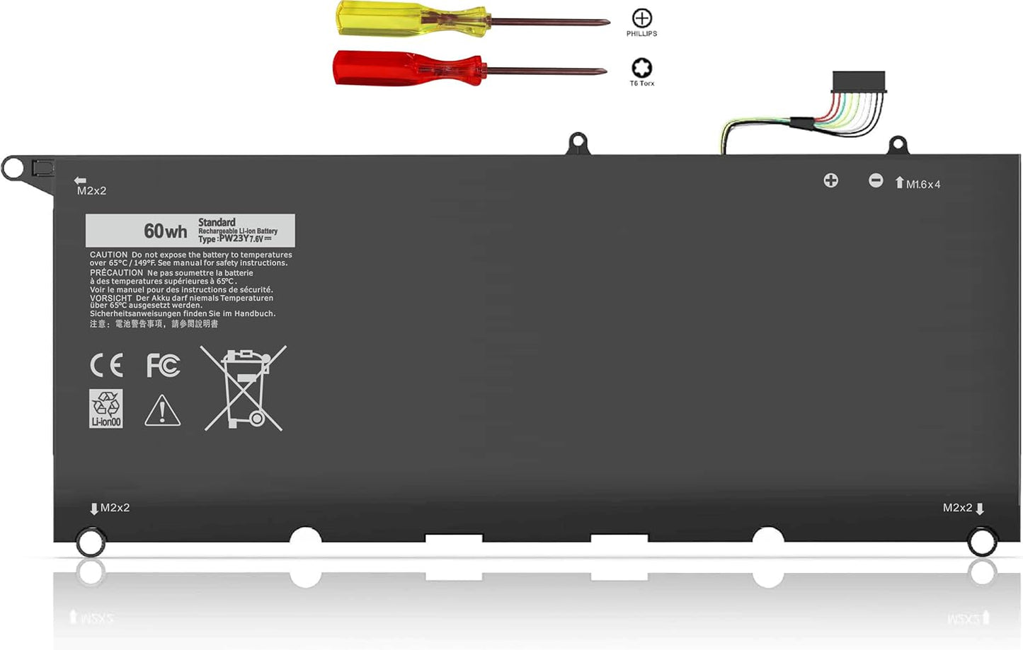 PW23Y Laptop Battery Replacement for Dell XPS 13 9360 Series