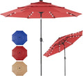 SMUG 10FT 3-Tier Solar Patio Umbrella with Lights - Evening Ready