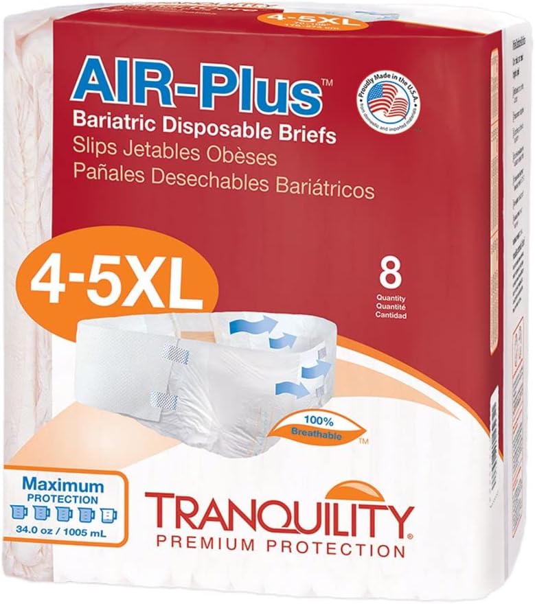 Tranquility Bariatric Briefs 4XL, AIR-Plus, Dry Skin, High Waist, Latex-Free