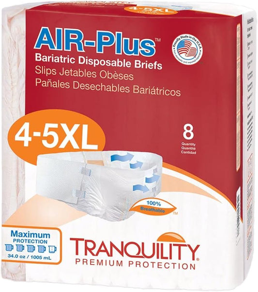 Tranquility 4XL Disposable Briefs: AIR-Plus Breathable Fabric - Skin Dryness & Integrity