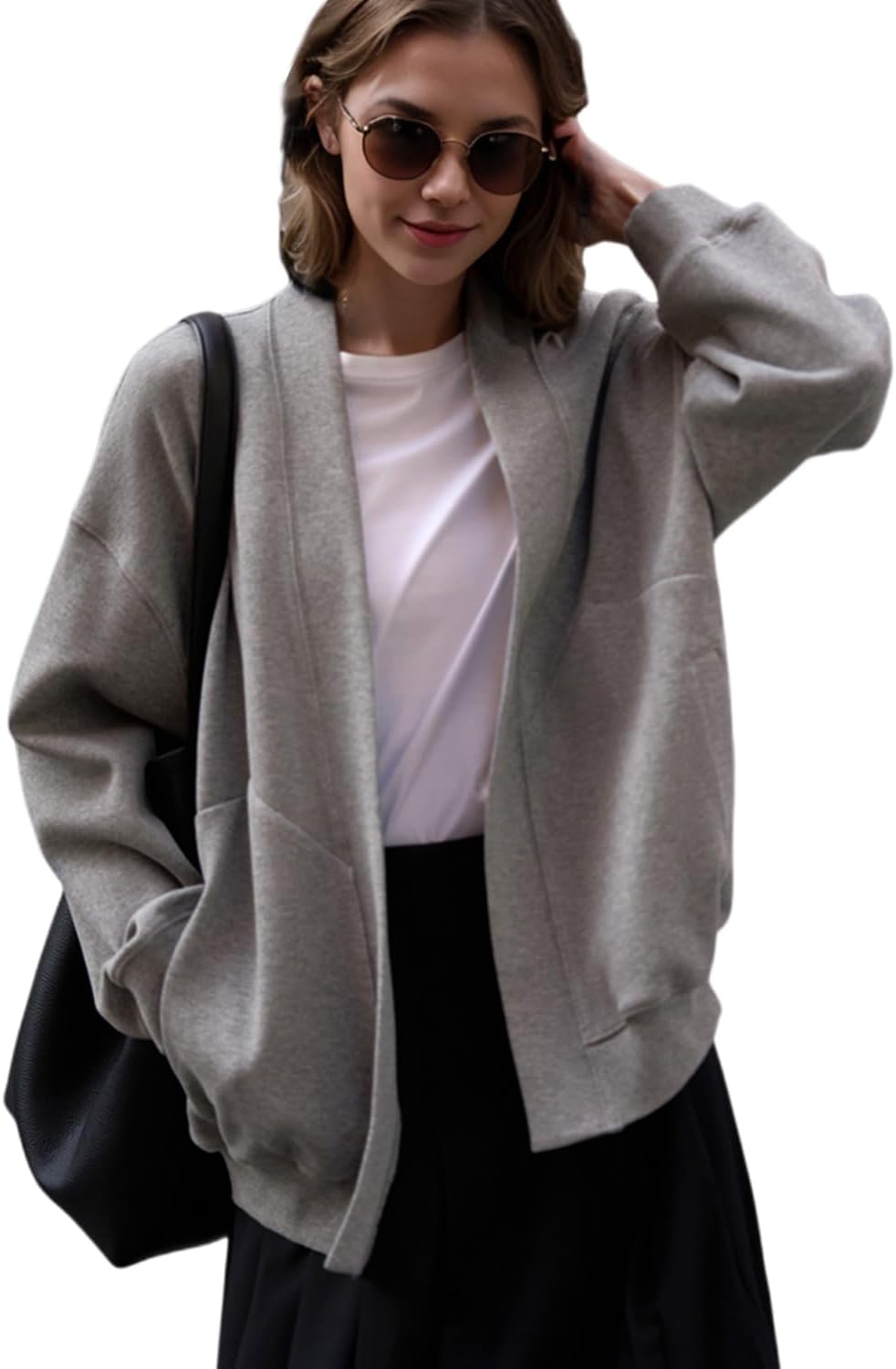 Fashion Oversized Womens Athletic Sweatshirt Blazer with Pockets