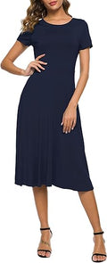 Urban CoCo Women's Floral Print Short Sleeve Flared Midi Dress