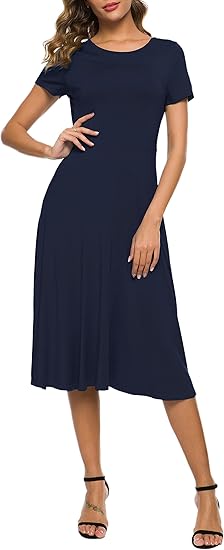 Urban CoCo Women's Floral Print Short Sleeve Flared Midi Dress Review
