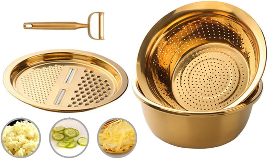 TEHAHA 3-in-1 Colander Set - Gold Bliss