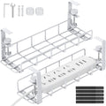 Under Desk Cable Management Tray 15.7in White - No Drill Wire