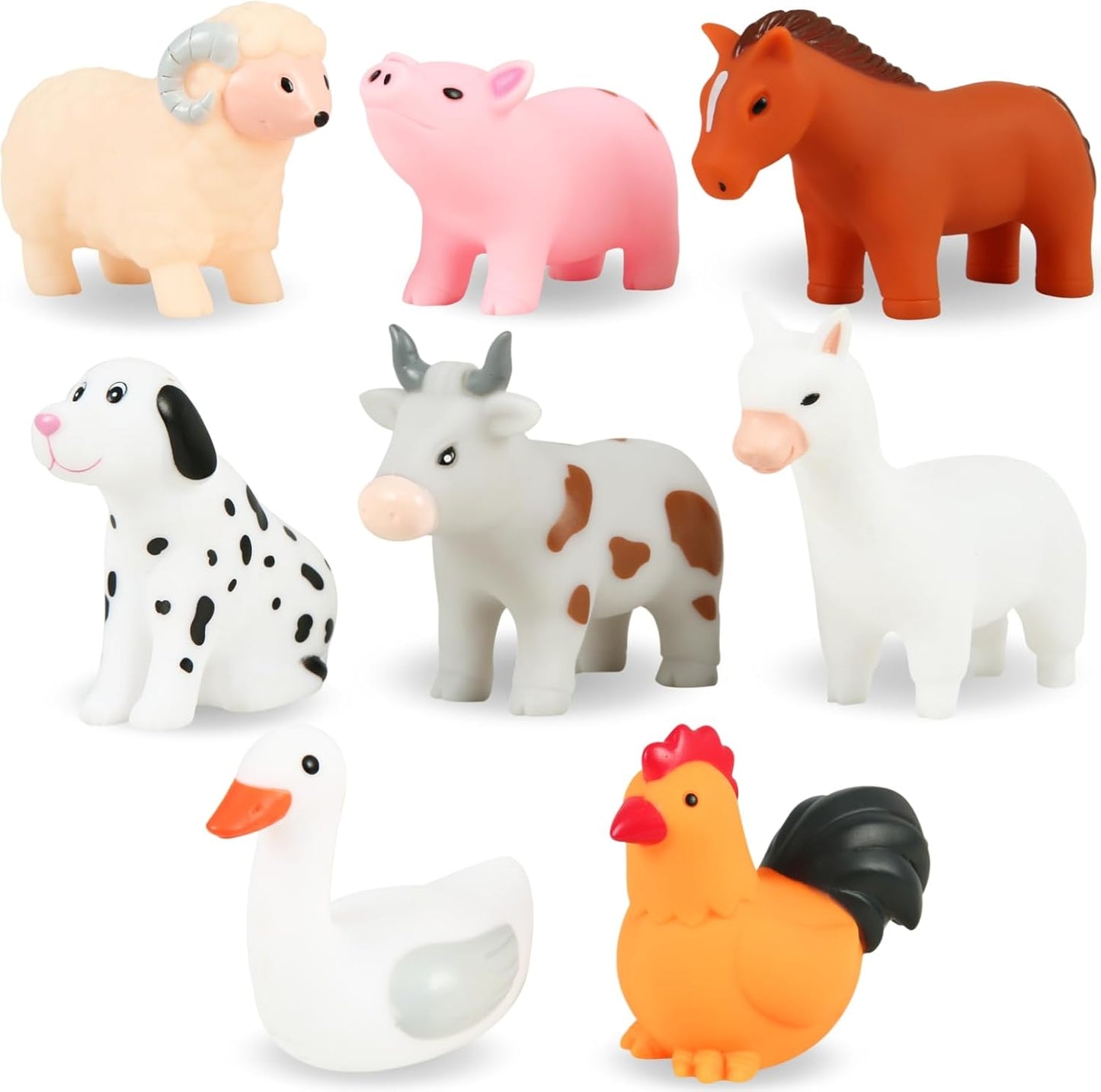 Non-Hole Bath Toys Set, Safe for Infants & Toddlers, Animal Theme, 8 Pcs