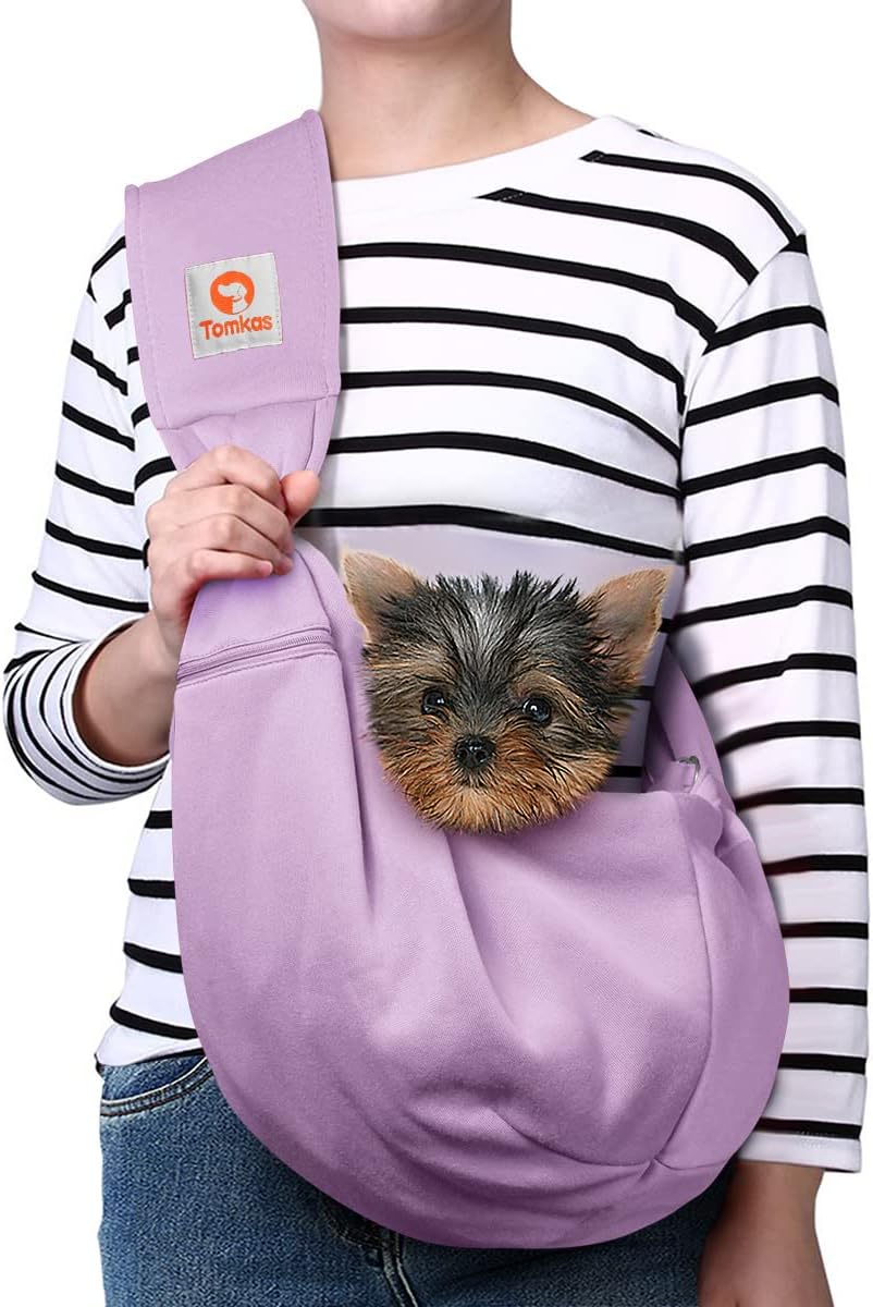 Tomkas Small Dog Sling Carrier for Pets 3-10 lbs - Light Purple