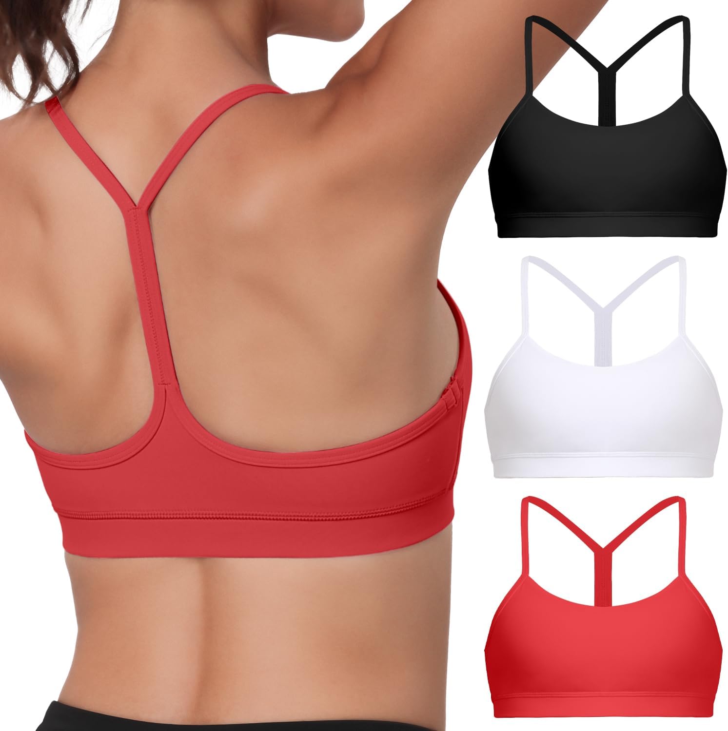 Spaghetti Strap Padded Sports Bras for Women - Y Back Design