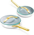 Caraway Ceramic Fry Pan Duo with Glass Lids - Non-Toxic Cookware
