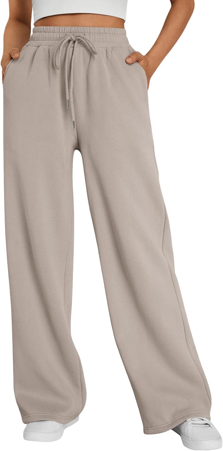 Trendy Queen Womens Wide Leg Fleece Lined Sweatpants for Comfort