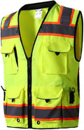 SKSAFETY 12 Pockets Professional Level Safety Vest - High Visibility