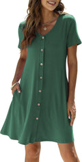 Manydress Women's Summer Casual T Shirt Dress - Button Down