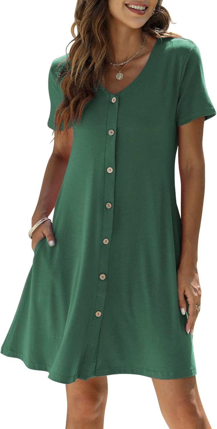 Manydress Women's Summer Casual T Shirt Dress with Pockets