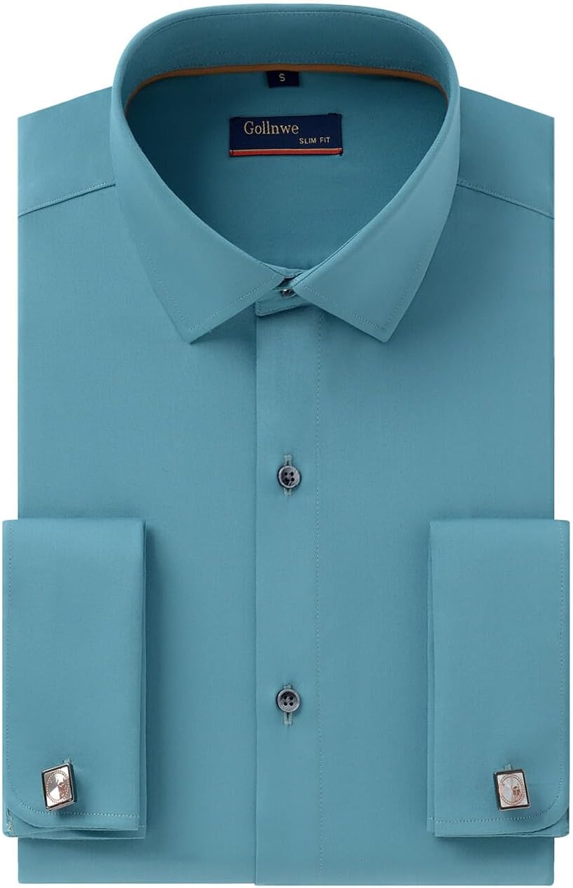 Gollnwe Men's Dress Shirt with French Cuff for Stylish Looks