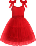 Arshiner Girls Dresses Summer Tulle Bow-Tie Straps Party Dress