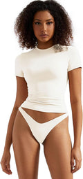 Women Double Lined Fitted Basic Tee Crew Neck Y2K Crop - Soft Fit