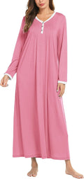 Ekouaer Women's Long Sleeve Nightgown Full Length Sleepwear