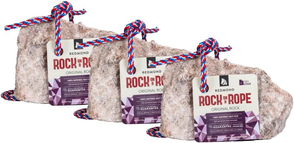 REDMOND Minerals Rock on a Rope for Horses - Natural Salt Rock