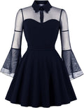Women's Vintage Polka Dot 1950s Audrey Retro Swing Dress - A-Line Fit