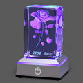 hochance 3D Rose Crystal Multicolor Nightlight - Romantic Gift for Her