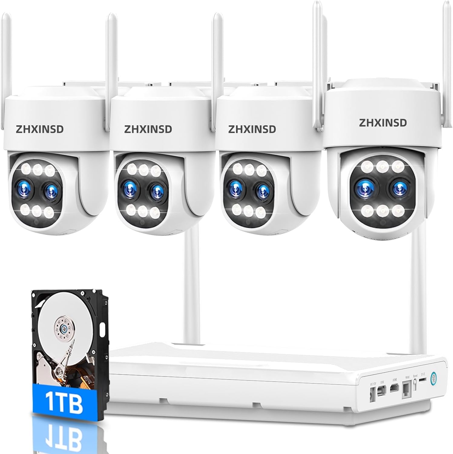 Dual Lens 4MP+4MP Security Camera System with 10X Zoom Features