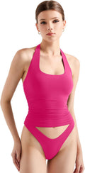 SUUKSESS Women Halter Tank Tops Double Lined Backless Y2K Trendy Top