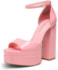 Platform Heels for Women Chunky Block 5.5in Ankle Strap