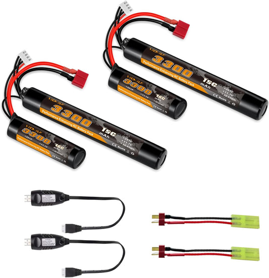 3300mAh Airsoft Battery 11.1V for AK47 M4 MP5 and More