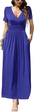 LILBETTER Women's Summer Wrap Waist Maxi Dress - Soft Stretchy Fit