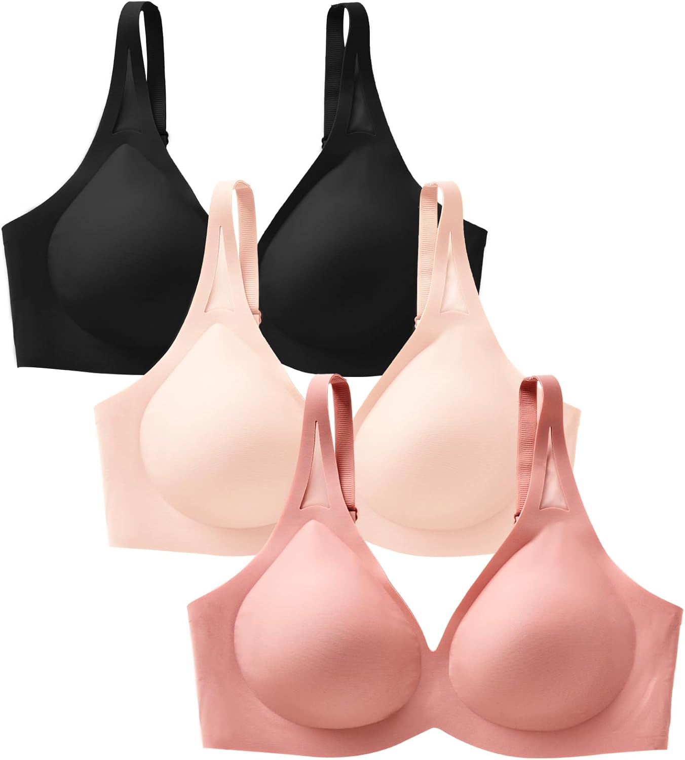 Wireless Jelly Bras for Women - Deep V No Underwire Bralette