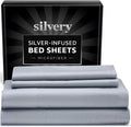 Silvery Silver-Infused Bed Sheets Set (Gray, Full) - Self-Cleaning