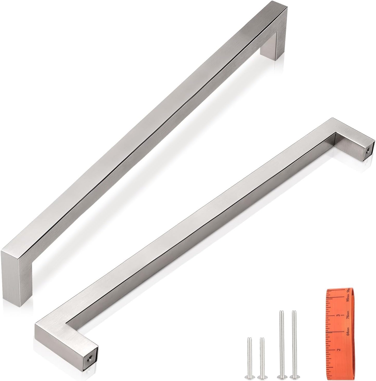Square Kitchen Cabinet Pulls in Brushed Nickel Finish - 30 Pack