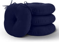 Round Outdoor Chair Cushions Set of 4 - Thick Tufted 15x15 in Navy