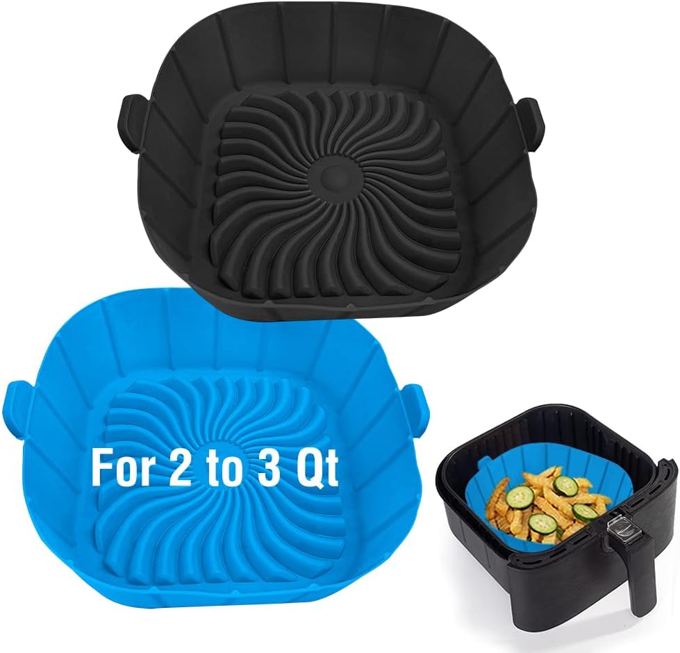 Non-Stick Silicone Liners for Small Air Fryers - 2 Pack