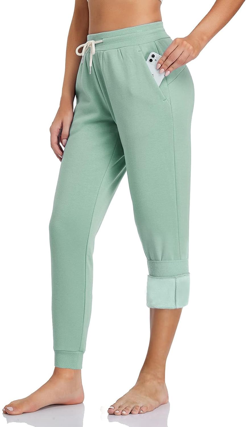 Women's Baby Polar Fleece Lined Jogger Pants for Winter Warmth