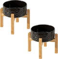 Elevated Ceramic Dog Bowls 2 Pack - Comfortable Raised Feeding