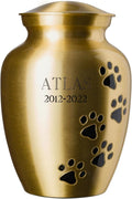 Ottillie Paws Elite Series Personalized Pet Urn - Large Brass Memorial