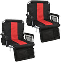 Portable Stadium Seats with Back Support and Armrest (2 Pack, Red)