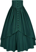 Women Victorian Renaissance Peasant Skirt - Ankle Length Elastic Waist