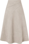 Kate Kasin 2025 Women's Suede Skirts High Waist A-Line Midi