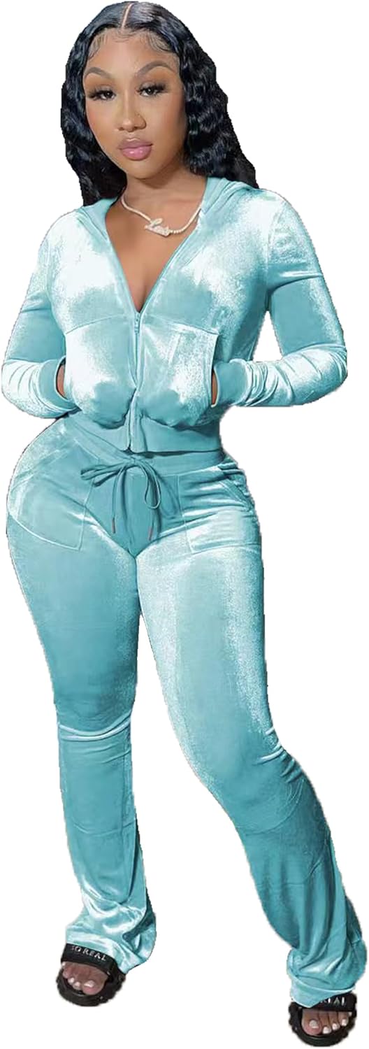 YIDENGYMX Womens Velour Tracksuit Set for Stylish Comfort