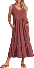 Summer V Neck Maxi Dress for Women in Flowing Fit and Flare