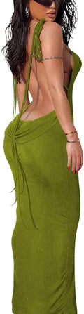 Backless Cowl Neck Maxi Dress - Sleek Spring/Summer Going Out Wear