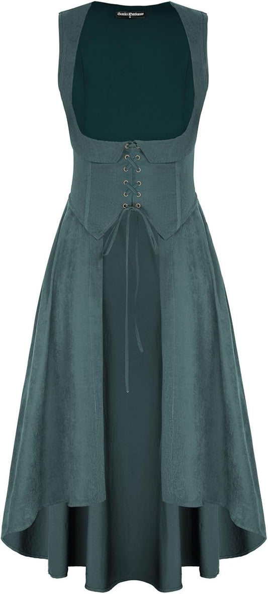 Renaissance Costume Underbust Pirate Peasant High Low Dress
