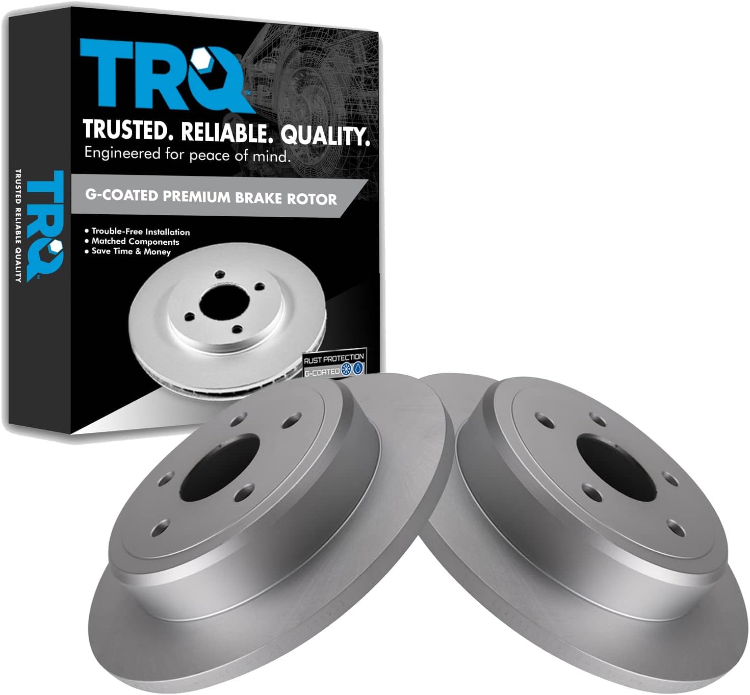TRQ Rear Brake Rotors Set Vented Premium G-Coated for Jeep
