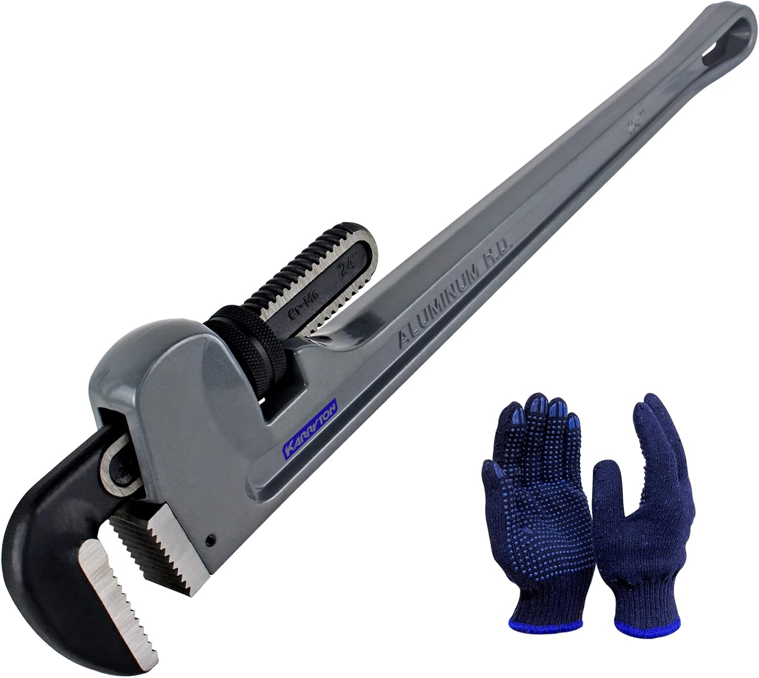 24 Inch Aluminum Pipe Wrench with Adjustable Cr-Mo Jaw Opening
